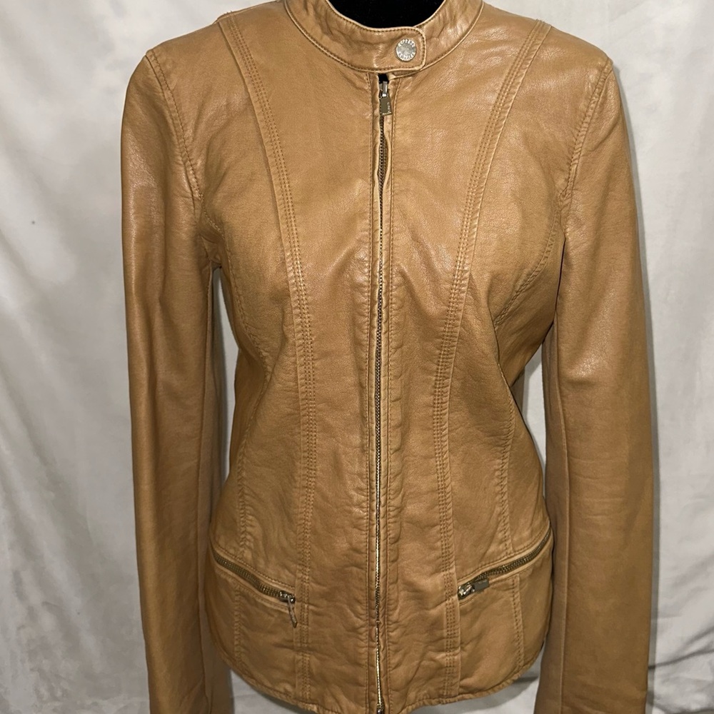 Express Leather Jacket Tan - Picture 3 of 11